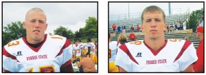 <span class='credit'>Photos By: Ben Thayer | Sports Editor</span><span class='description'>Kyle Parrish and Tom Schneider pose for a photo on Bulldog football media day. </span>