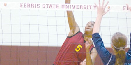 Spiking Down the Competition: The women’s volleyball team is ready to begin the 2010-2011 season, which starts on Sept. 3 with the Ferris State Invitational. Photo Courtesy of Ferris State Athletics