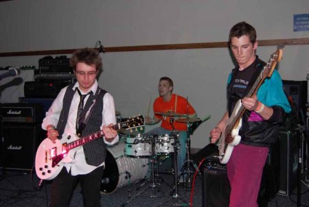 Student Band: Chris Cranick, Cody Powers and Adam Bogues, left to right, are members of Overdrive Orchestra. The band plays at many Ferris events, including Rockin’ the Rooftops and Relay for Life. Photo Courtesy of Overdrive Orchestra Facebook Page