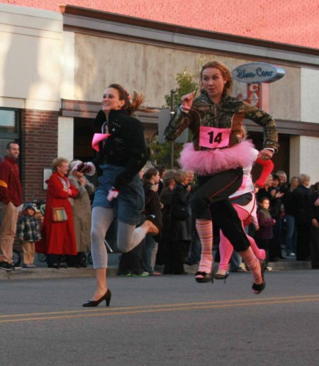 Running for a Cause: Dozens of students and community members put on their heels and ran to support the Susan P. Wheatlake Cancer and Wellness Center. Photo By: Kate Dupon | Photo Editor