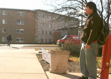 Smoking: Yes or No?: The American Cancer Society is bringing the Great American Smokeout to the Ferris State campus, which is a campaign for a smoke free campus. Students who smoke feel they should be able to make their own decisions on where they can smoke on campus. Photo By: Kate Dupon | Photo Editor