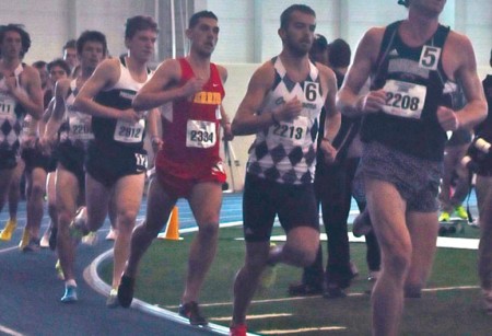 Standing Out from the Pack: Ferris State senior Ryan Chute competes at “The Big Meet” at Grand Valley State. Chute took sixth place in the mile run with a time of 4:08.25. Photo By: Olivia Odette | Photographer