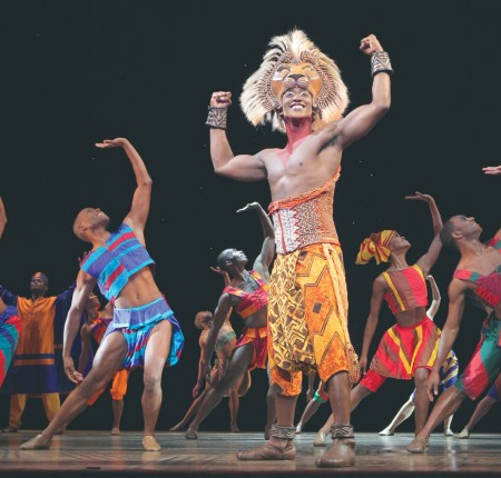 The Lion King: Performers sing and dance during the production of a Broadway rendition of “The Lion King.” It is currently running in Detroit from Feb. 14 through March 10. Courtesy Photo: Disney Theatrical Productions