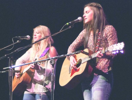 Got Talent?: Ferris students Ashlyn Chambers and Kim Curcuru perform an original song “Make Believe” (above) during Ferris Has Talent in Williams Auditorium. Photo By: Tori Thomas | Photographer