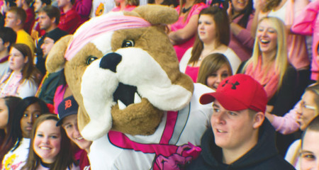 Ferris mascot Brutus the bulldog made his first appearance at a hockey game on Nov. 9, 1979. Brutus makes appearances at more than 150 events throughout the year. This year marks the last year of the current man behind the Brutus mask as he retires at the Feb. 8 hockey game. Applications to become the next Brutus are due by Jan. 24. Photo By: Eric Trandel | Photo Editor