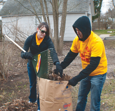 Every spring students gather as part of the Big Event to help with tasks such as cleaning yards and houses. This event is held every spring as a way for Ferris and its students to give back to the community and lend a helping a hand. Torch File Photo