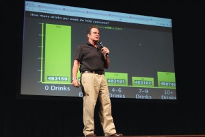 Jim Mathews talks to Ferris Students  at the annual Beer, Booze, and Books event that was held on September 11, 2014 at Williams Auditorium in order to educate incoming students about the controversial topic of new freedom and alcohol.