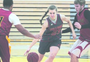 Bukur dribbles through defense during practice. Bukur spent last season at Kirtland College and hails from Russia.