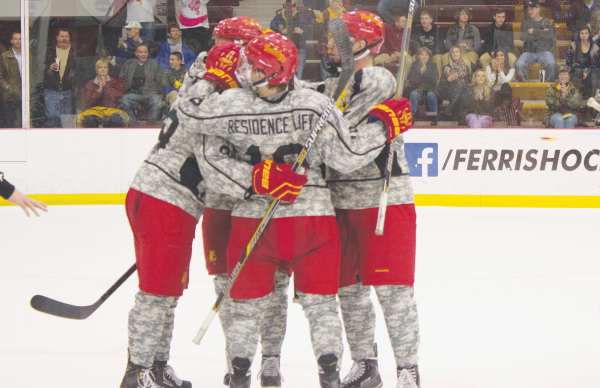 This past week, the Hockey Team paid tribute to our Nations Veterans and current soldiers by wearing camoflauge jerseys, and paid tribute in style, winning 10-2 in Thursday night’s contest over Alaska-Anchorage