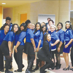 The ladies of You Beautiful Black Woman, pose for a photo after their World AIDS Day speaker, last semester.