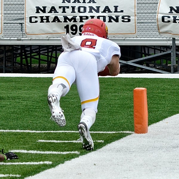 Senior wide receiver Jake Lampman finished Saturday's showdown with Tiffin with three touchdowns and recorded yardage in every aspect of the offense. Lampman tallied seven yards on the ground, 16 passing yards and 74 receiving yards.