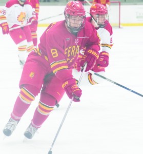 Ferris Bulldogs on the ice for the intrasquad Crimson and Gold game this weekend.