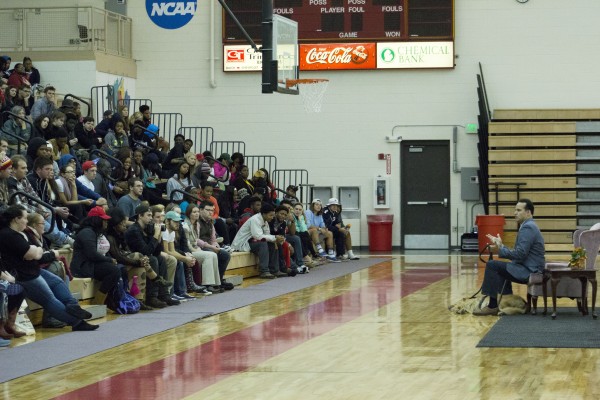 Luis Carlos Montalvan speaks about overcoming PTSD and disability to a packed Wink Arena