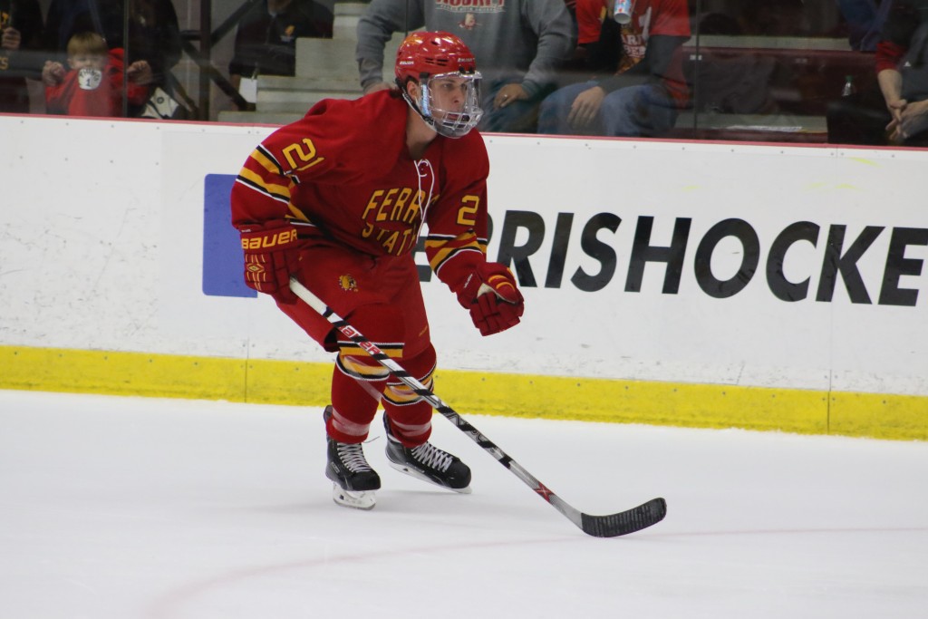 Ferris State freshman forward Corey Mackin has been a great asset on the ice for the Bulldogs this season, scoring five goals and assisting on eight more, helping the Bulldogs to a 6-6-4 record.