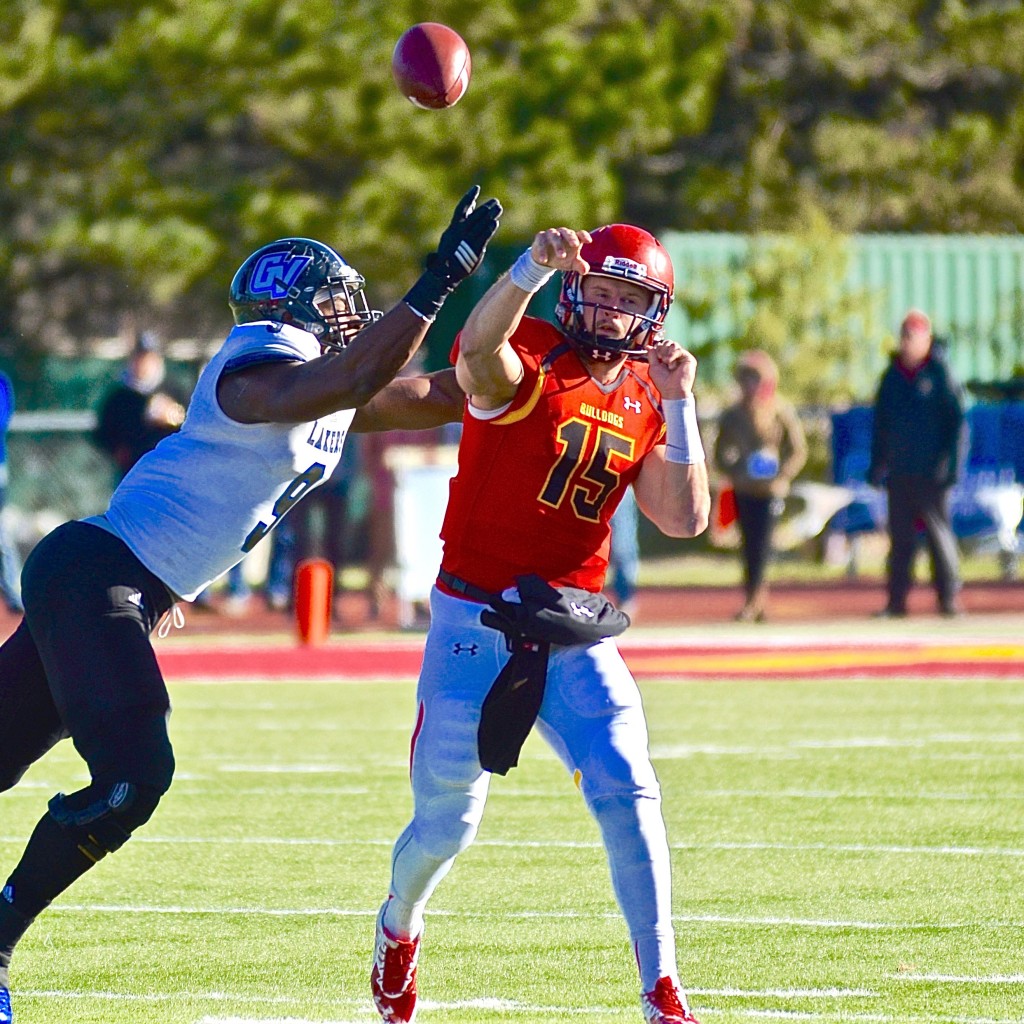 Jason Vander Laan threw five touchdowns against GVSU on Saturday, but it wasn’t enough as the Dawgs lost the game 38-34.