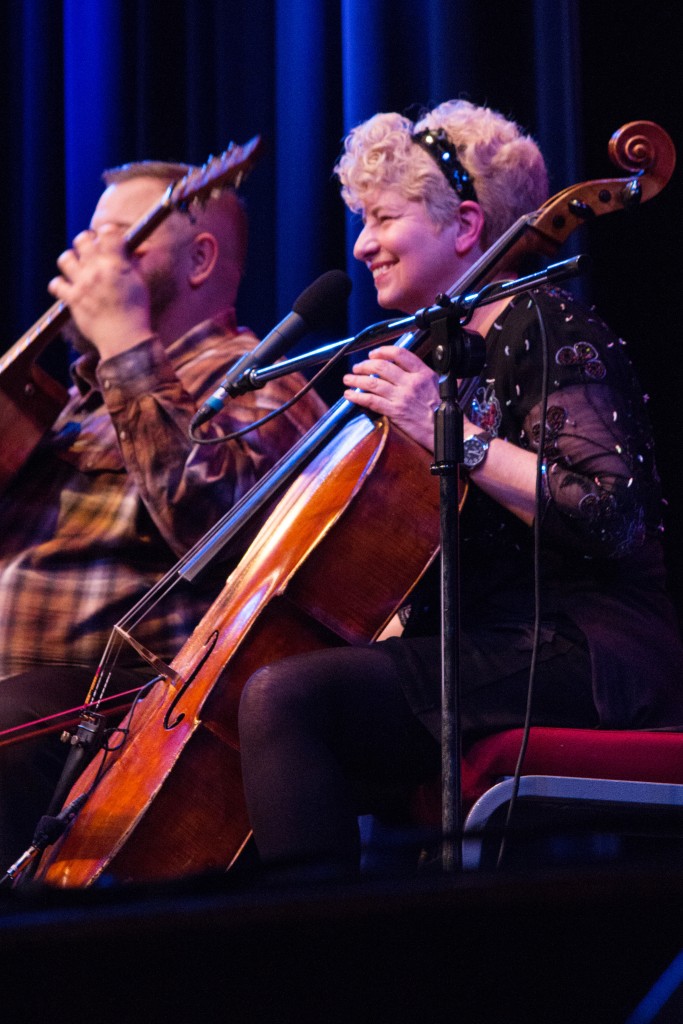 Jazz cellist Alison Donahue was joined on stage by temporary replacement guitarist Ben Luttermoser during their Feb. 6 performance in Williams Auditorium. 