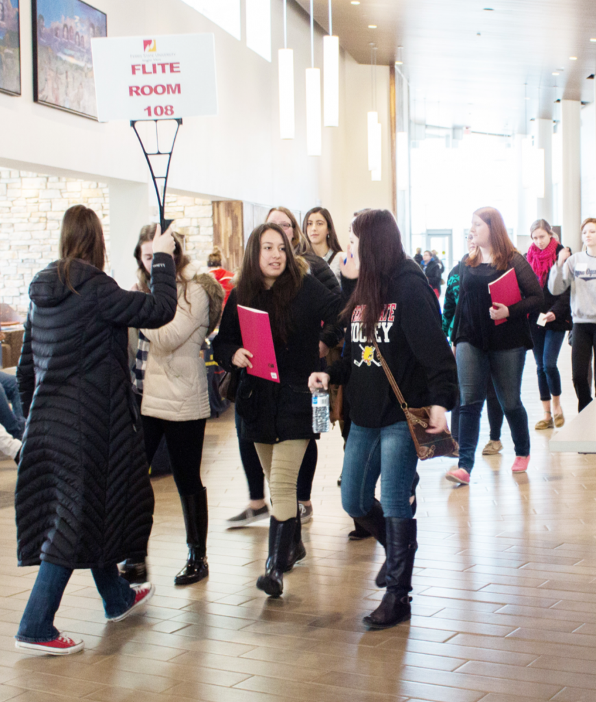 Future Bulldogs piled into the UC to participate in the Honors Program’s annual essay contest, as well as learn more about housing, athletics and other various social and cultural opportunities at Ferris.