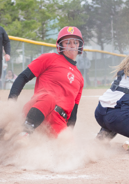 Ferris State sophomore pitcher Sam Bates slides into home plate in a home win against Northwood last week.