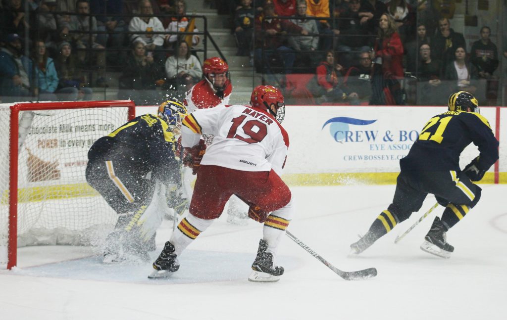 The Bulldogs nearly doubled the Wolverines' shot total, yet were able to find twine against Michigan's freshman goaltender just once.