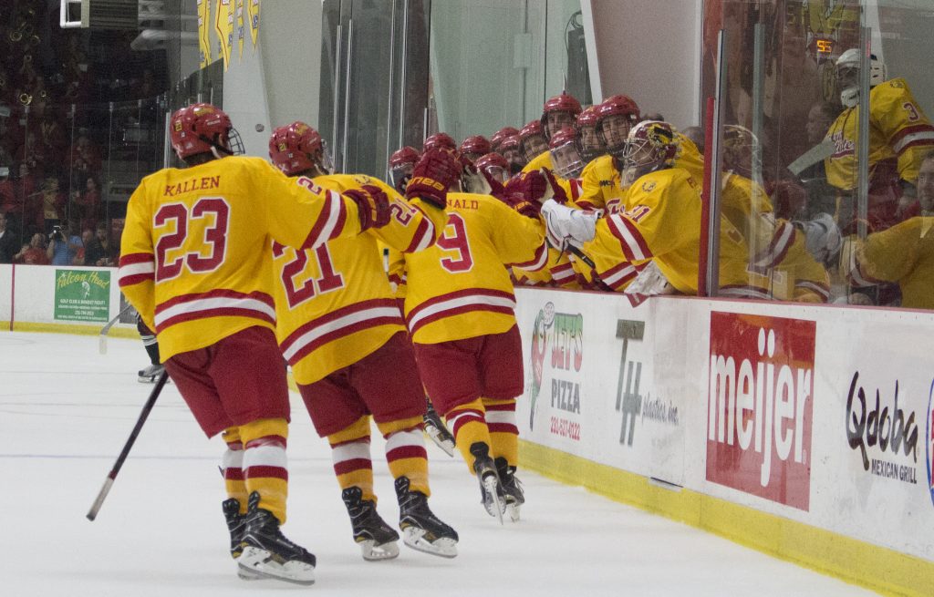 Ferris freshman goaltender Justin Kapelmaster allowed just one goal and racked up 20 saves in his first start in goal for the Bulldogs.