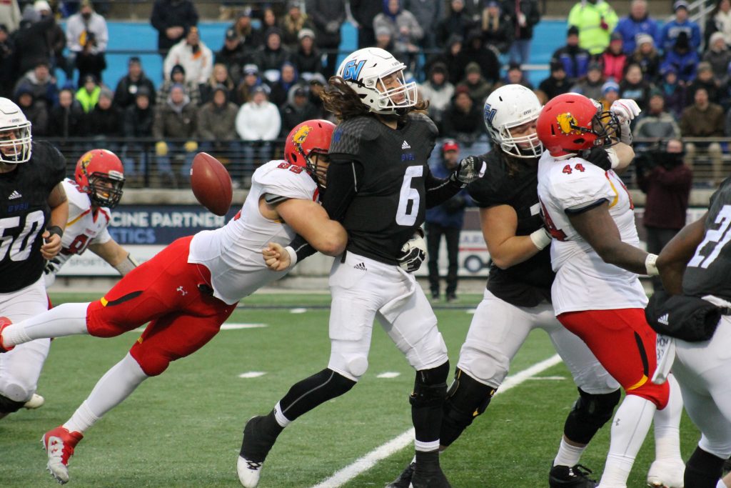 Ferris sophomore defensive end Zach Sieler finished the game with 3.5 sacks and a forced fumble late in the fourth quarter to help Ferris run out the clock.