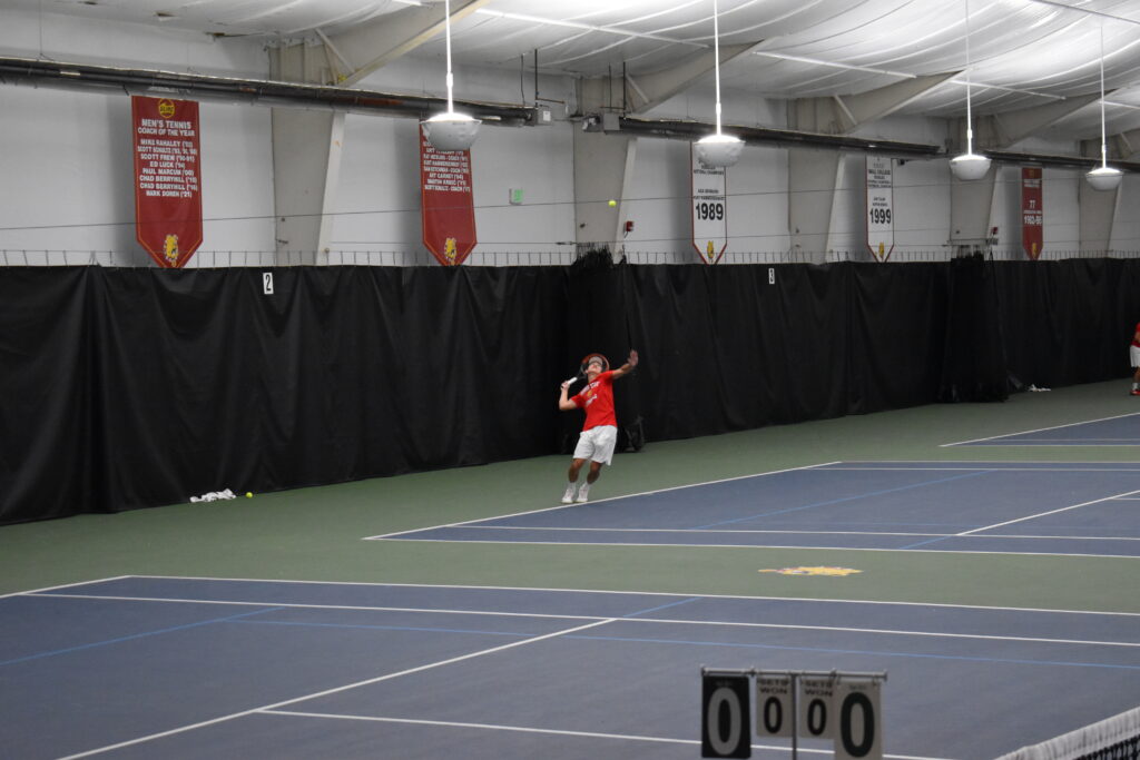 Josh McDermott serves on Senior Day.