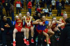 The Bulldogs celebrate their victory over Grand Valley