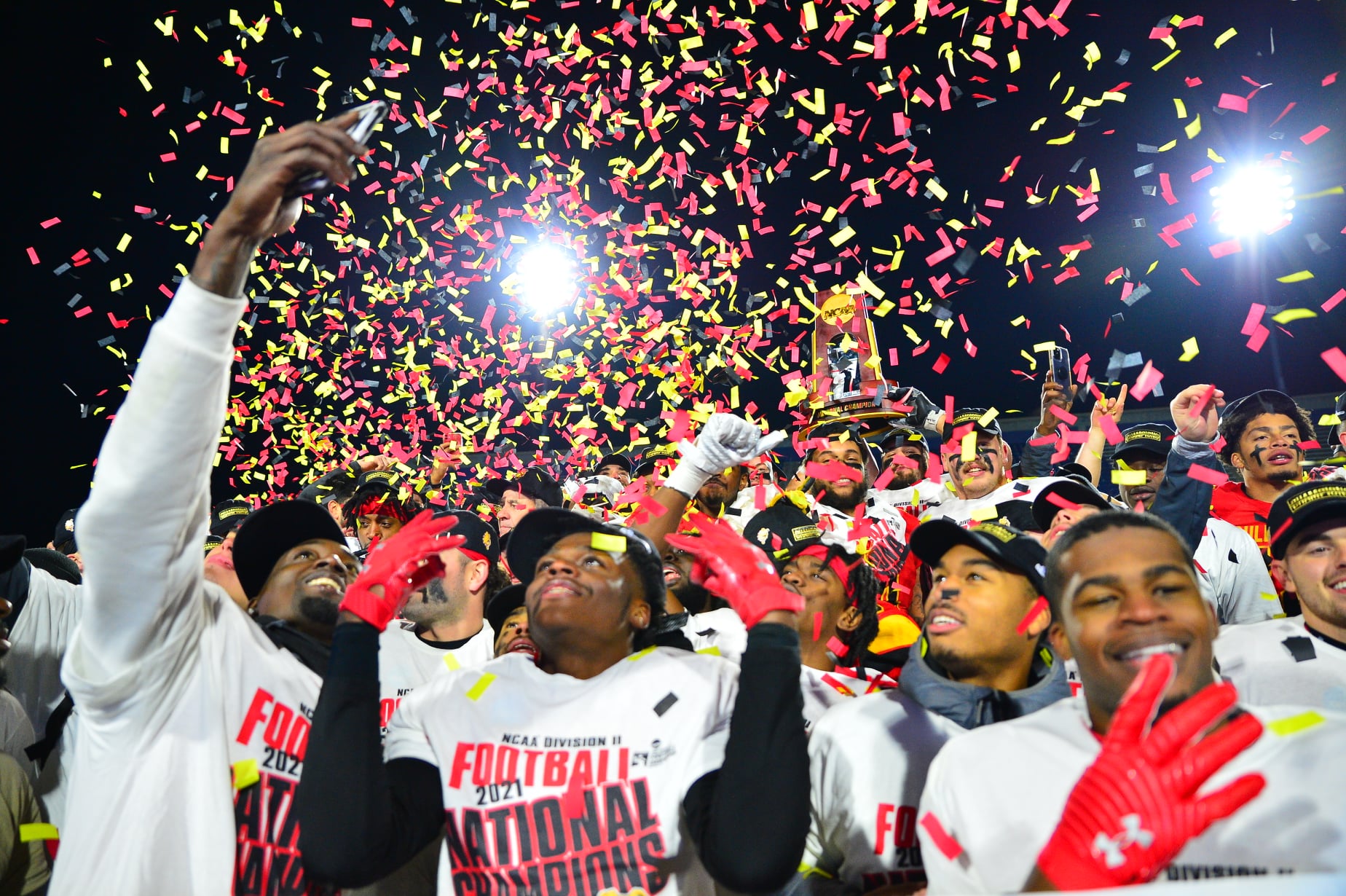 Football celebrates National Championship.